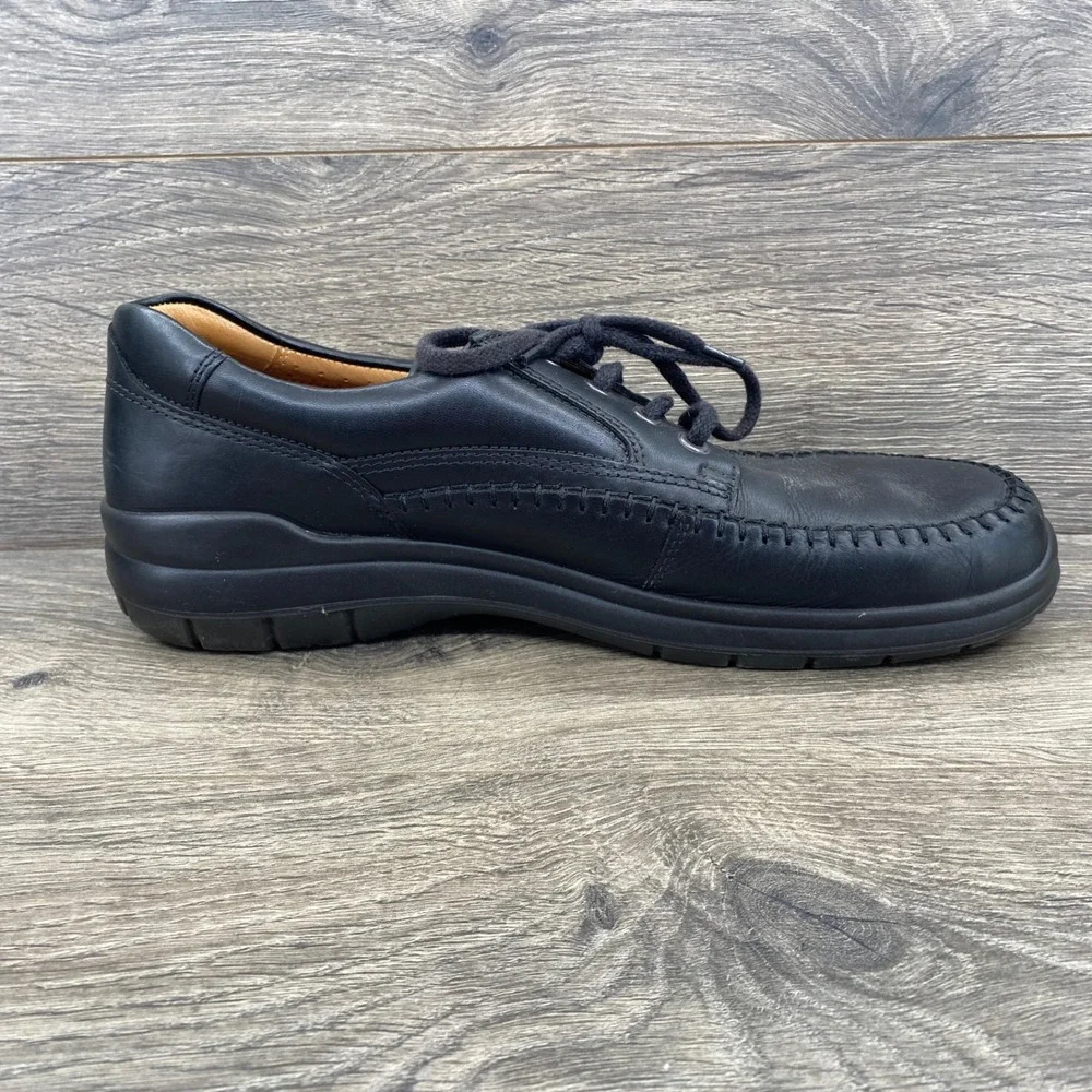 ECCO Leather Oxford Shoes Mens EU 46 US 12 Black Moc Toe Lace Up 10394